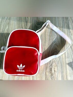 adidas Red Mini Vinyl Crossbody with White Trim